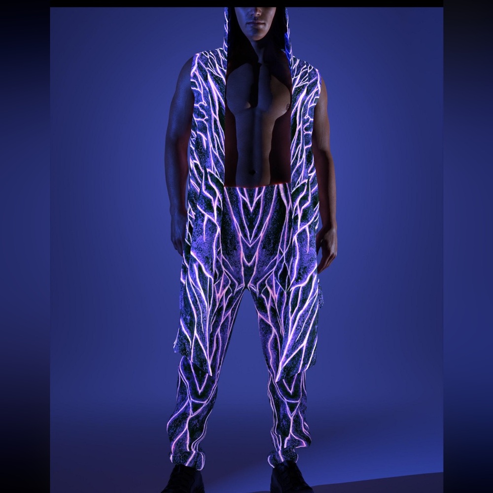 Men's Electric UV Reactive Glow Hooded Outfit
